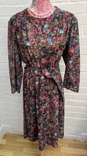Vintage M&S St Michael Dress UK 20 1980’s Floral Belted Fit Flare Retro 