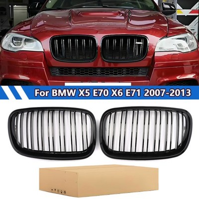 Front Bumper Kidney Grilles Grill For 2007-2013 BMW X5 E70 X6 E71 Glossy Black