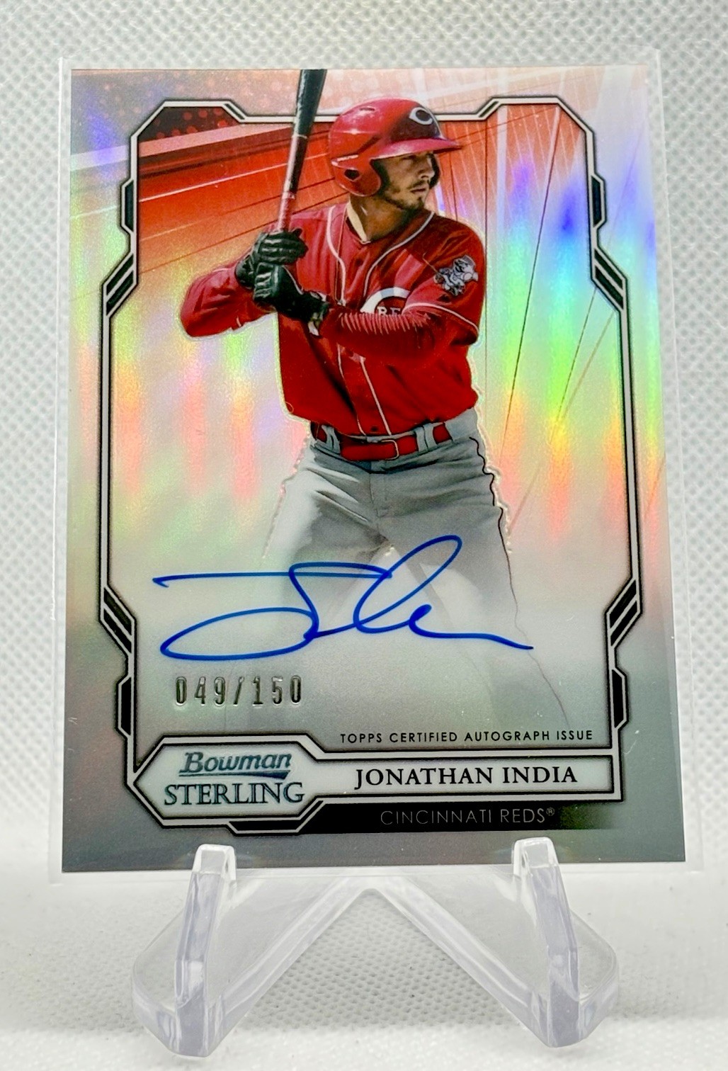 2019 Bowman Sterling Jonathan India Refractor Auto 049/150 BSPA-JI - Reds/Royals