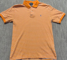 Polo Ralph Lauren Niños Naranja Rayas Polo LG (16/18) Algodón Logo