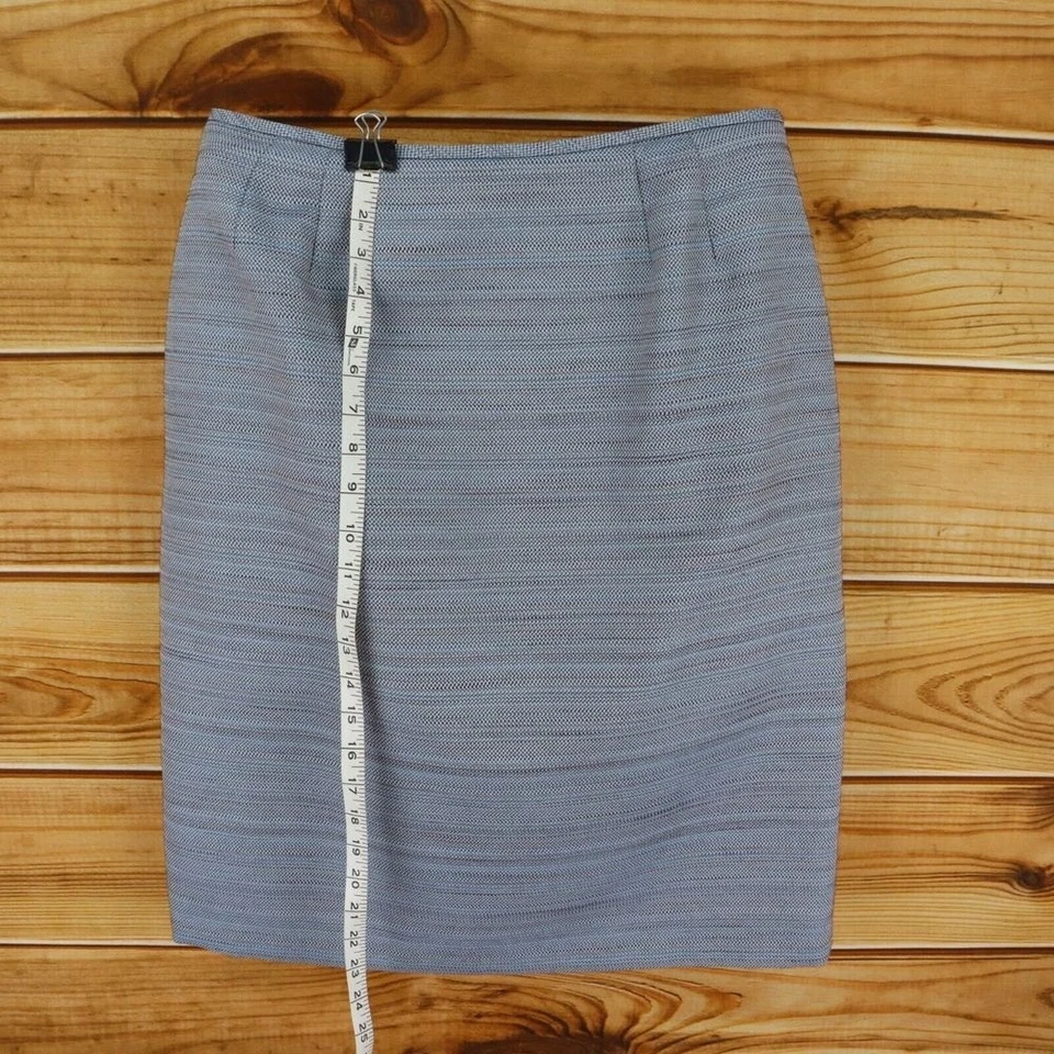 Falda recta forrada hasta la rodilla Le Suit para mujer talla 14P azul gris abertura multicolor Foto 3 de 4