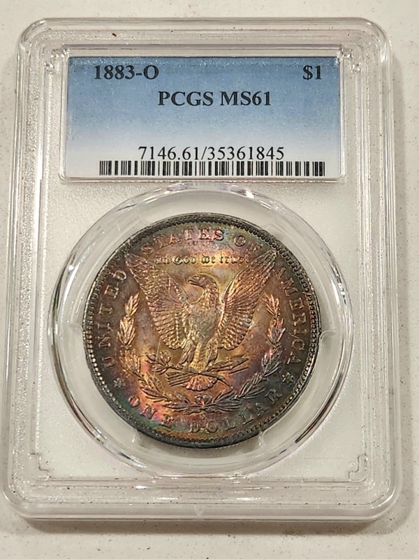 1883-O Morgan Silver Dollar PCGS MS61 Rainbow Tone