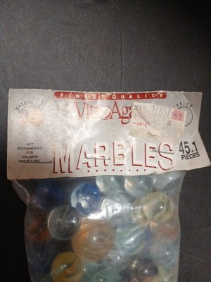 Vintage Bag of Vitro Agate Marbles Unopened 46 Marbles 