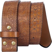 "Men Women Retro Belt Strap without Buckle 1.5"" Wide Classic Western Embossed P