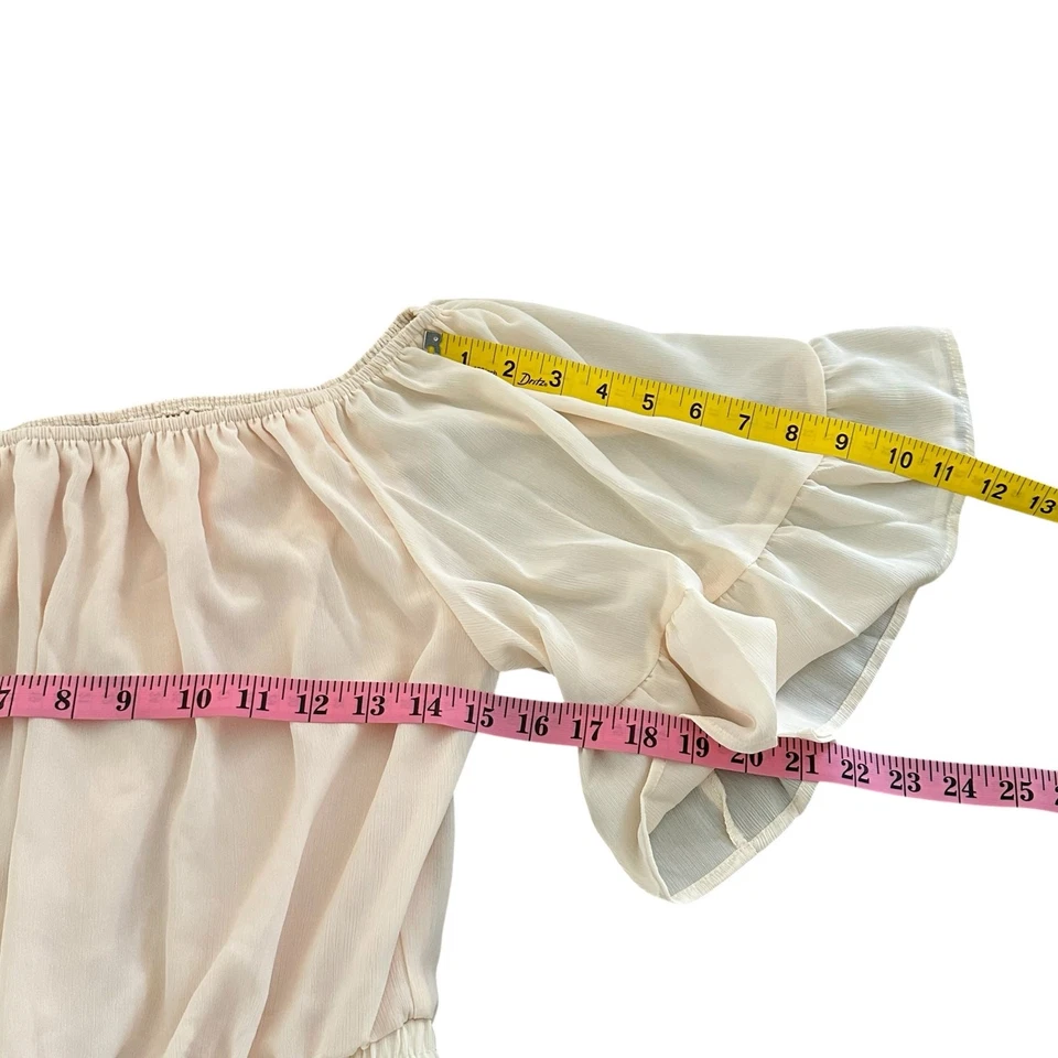 Mameluco de gasa con mangas de campana beige al hombro talla M para mujer - nuevo sin etiquetas Foto 3 de 4