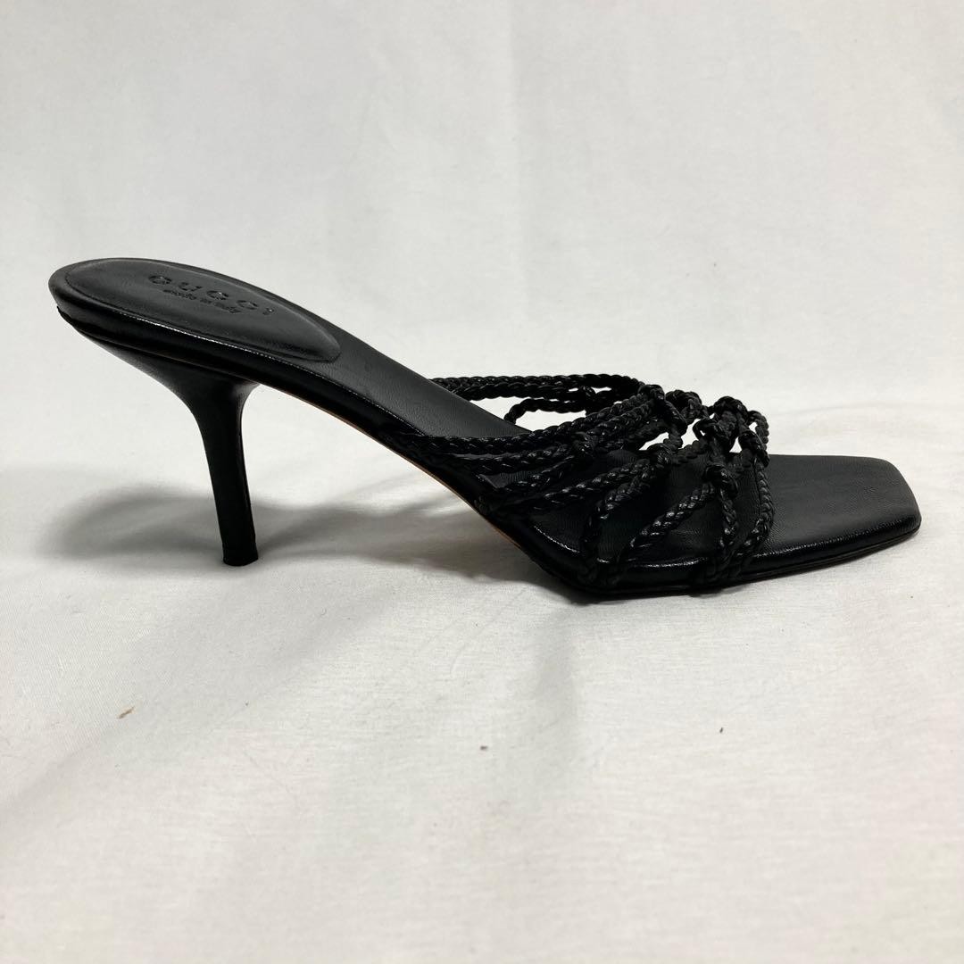 GUCCI Mules Sandals Heel Leather Black EU34.5/US4.5 116117c thumbnail 24