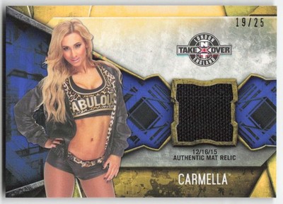 2017 Topps WWE Women's Division Mat Relics Blue /25 Carmella #MR-CRM