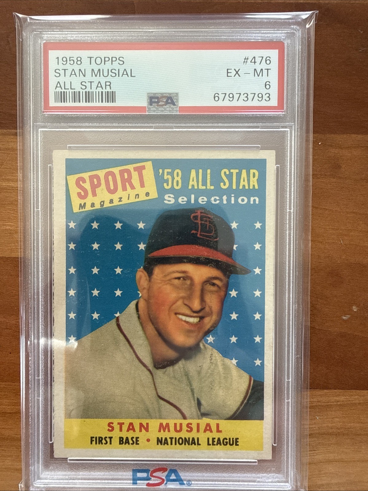 1958 Topps Stan Musial All Star #476 PSA 6 EX-MT St. Louis Cardinals HOF BEAUTY!