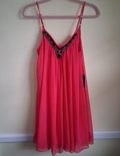 VTG Express Dress NWT Sheer Overlay Sleeveless Babydoll Y2K Beaded Neckline Smal
