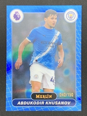 Abdukodir Khusanov 2025-26 Topps Merlin Premier League Blue Refractor /150 #128