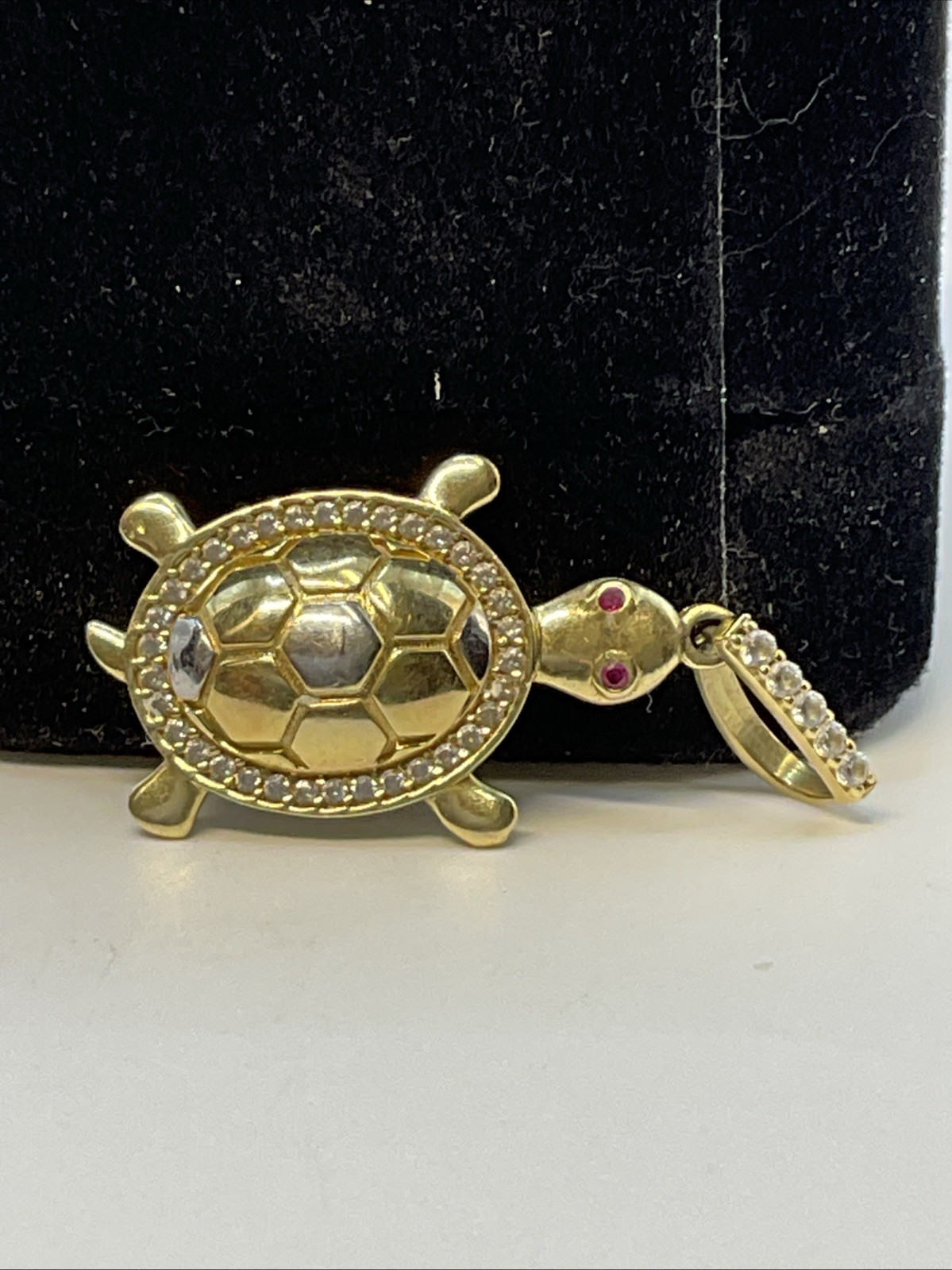 TURTLE Charm Pendant Solid 13K Two Tone Gold Crea… - image 16
