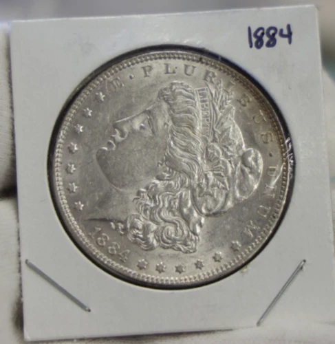 1884 US Morgan Silver Dollar $1 AU (Toned Reverse)