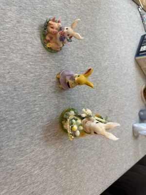 Charming Tails Fitz and Floyd Bunny and Pig Figurine Trio Set