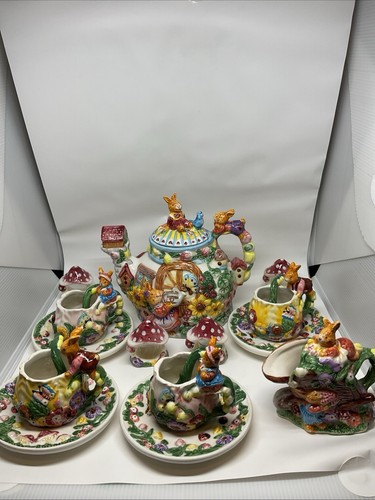 Vintage 1999 Merc Asia Ceramic Rabbit Garden Party Tea Set (Read) - 第 24/24 張圖片