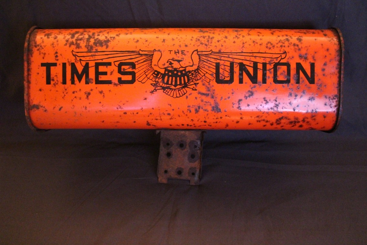 Vintage Times Union New York Metal Newspaper Box Delivery Box | eBay