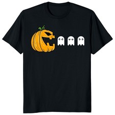 Funny Pumpkin Eating Ghost Halloween Gamer Boys Girls Men Gift Unisex T-Shirt