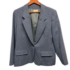 Pendleton Vintage Gray Wool Blazer Womens 18 Made in USA Single Button Jacket