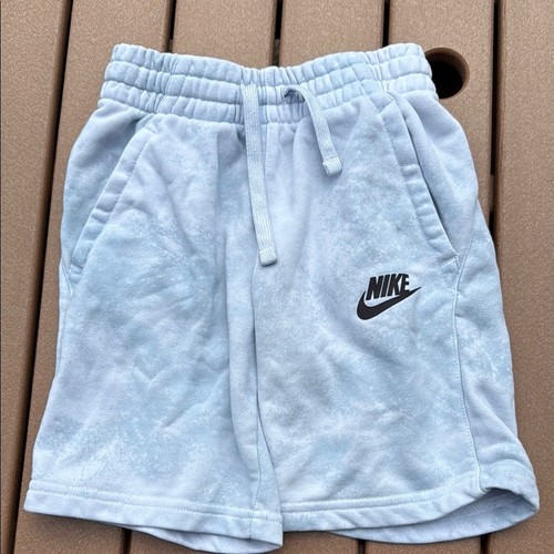 Nike Standard Fit Fleece Drawstring Athletic Shorts Youth Small Gray - Picture 2 of 4