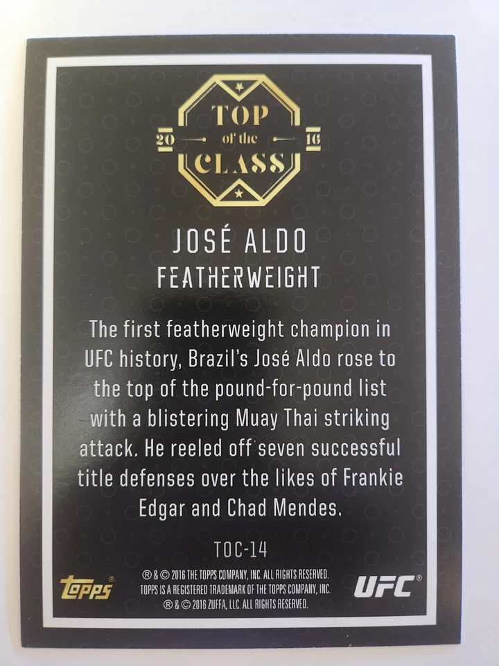 2016 Topps UFC 5x7 JUMBO TOP OF THE CLASS #TOC-14 JOSE ALDO /10 - Image 2 of 2