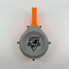 Nerf N-Strike Elite 25-Dart Drum Magazine 25MAX Orange Gray Blaster Clip Used
