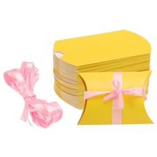50Pcs Pillow Boxes 3.5 x 2.8 x 1 Inch Gift Boxes Yellow