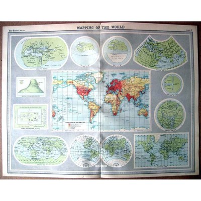 Weltkarte Kartierung der Welt im Wandel der Zeit 1922 von Bartholomäus