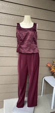 Vintage Positive Attitude 2 piece set Pant Suits With Top sleeveless beads, 6