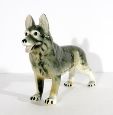 Vintage Porcelain German Shepherd Figurine 5" Long x 4" Tall