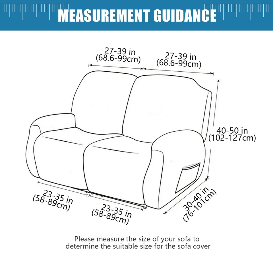 Funda de sofá reclinable Loveseat fundas elásticas funda de sofá para 2 asientos reclinables Foto 4 de 4