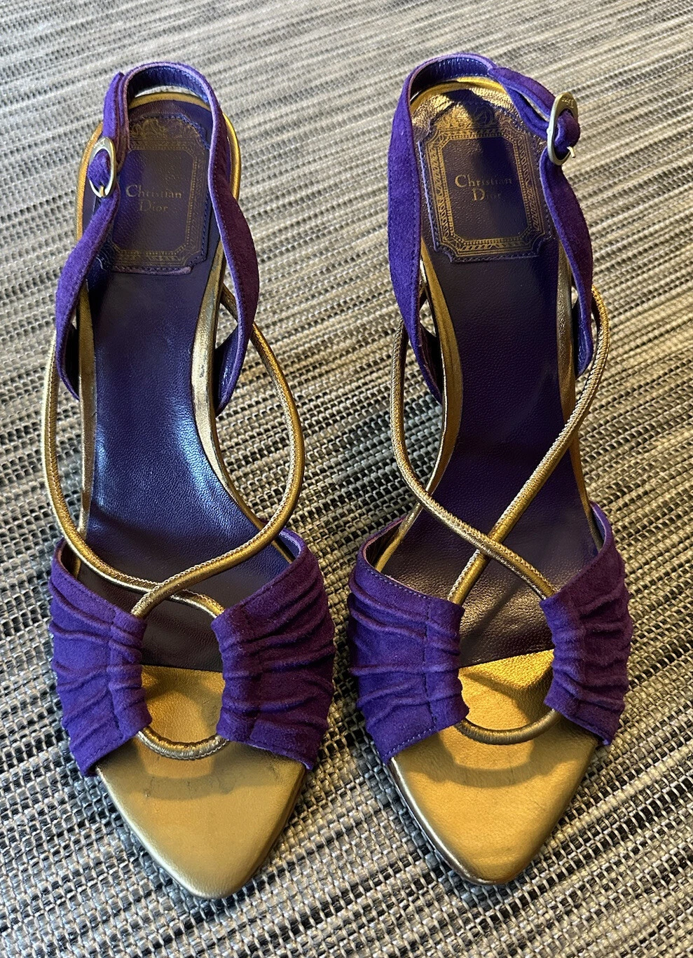 Chaussures Dior Django 37,5 or violet police CVE P701 NSS73478