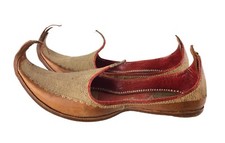 Handmade Indian Leather Mojari Khussa Jutti Curled Toe Embroidered Shoes