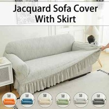 1 PC Jacquard Sofa Cover with Skirt Splash Couch Cover Protector Plant Pattern