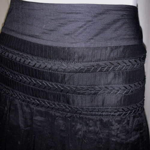 EAST Skirt  16 Smocked Midi /maxi Pleasted Boho Artsy Indian Cotton Black BNWOT - Afbeelding 1 van 4