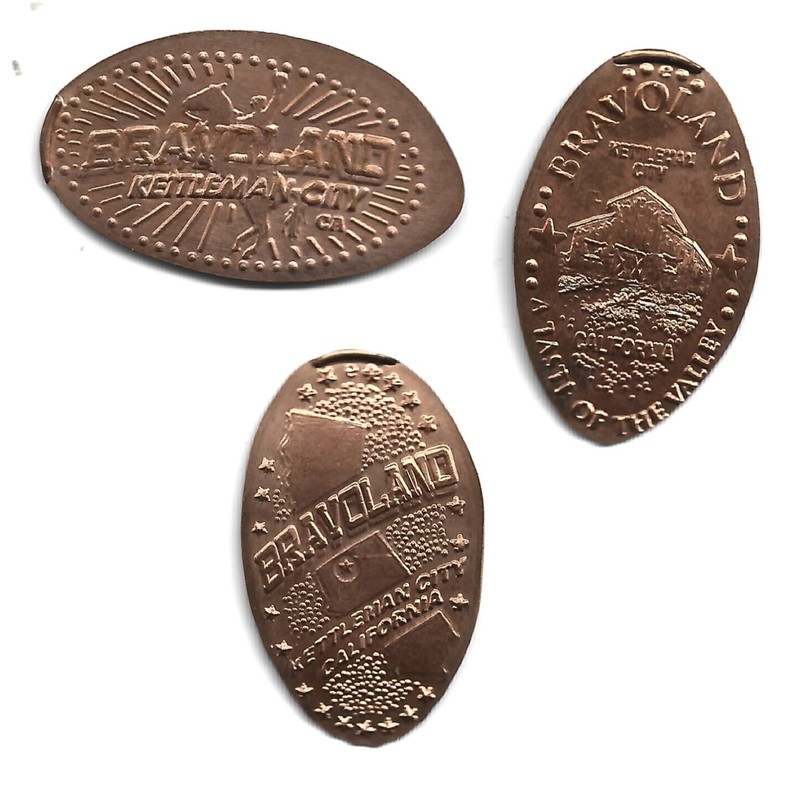 3 Copper elongated pennies (cents) BRAVO FARMS Kettleman City CA