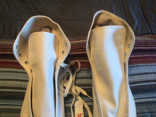 RARE VINTAGE 1960S-70S PRO KEDS WHITE CANVAS HIGH TOP ATHLETIC SHOES SIZE 12 M - Picture 4 of 14