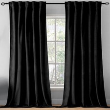 90" Long - 2 Piece Velvet Room Darkening Grommet Window Curtain Panel Set