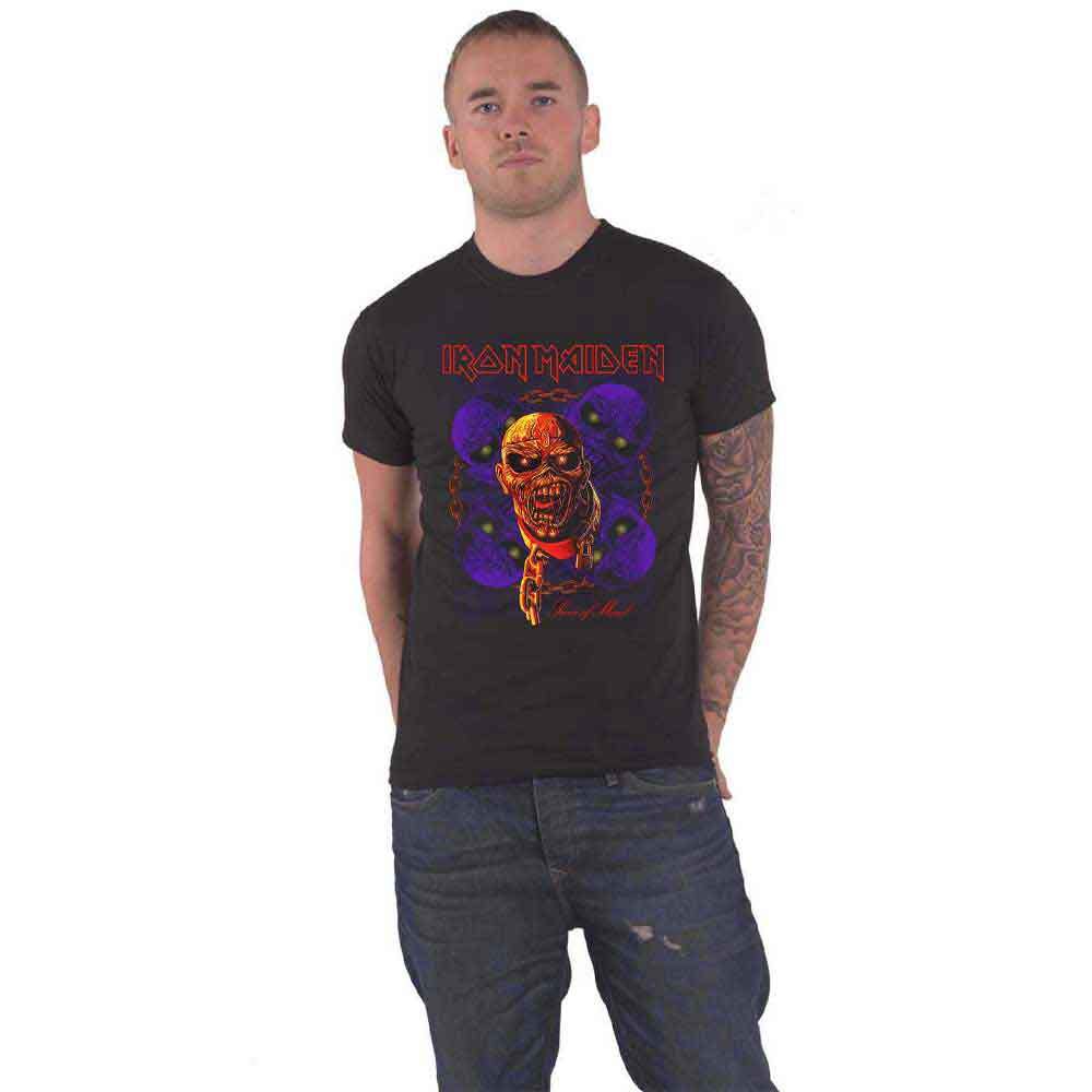 Official Iron Maiden Piece of Mind Multi Head Eddie Mens Black T-Shirt New