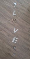 Gilde Love Kette Girlande HäNger Strick Deko Landhaus Holz Metall Mangoholz