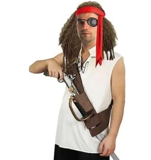 Pirate Sword and Gun Belt Holder Baldric Leatherlike One Size Fits Most Adults