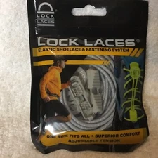 New LOCK LACES Elastic Shoelace & Fastening System Cool Gray New Sealed NIP