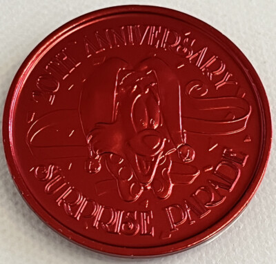 Walt Disney World 20th Anniversary Surprise Parade Red Metal Coin Roger ...