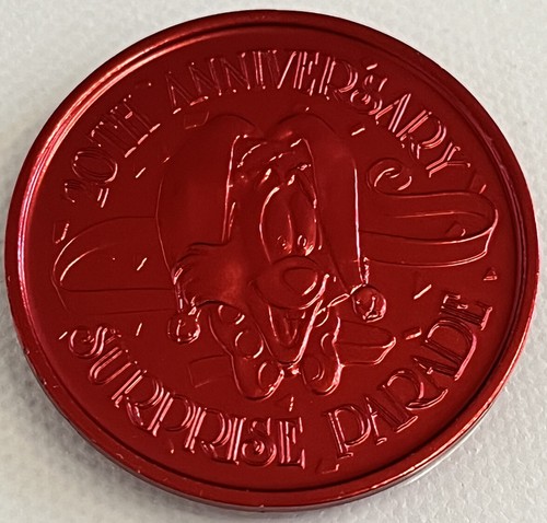 Walt Disney World 20th Anniversary Surprise Parade Red Metal Coin Roger ...