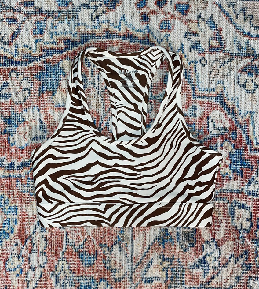 Reggiseno sportivo All Access prima fila TG S + leggings stadio centrale TG XS stampa zebrata