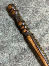 Hand carved Earth Tones Wood YARN CROCHET HOOK size N