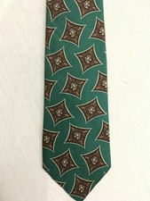 NEW Strathmore Green Patterned Geometric Silk Tie - Never Worn