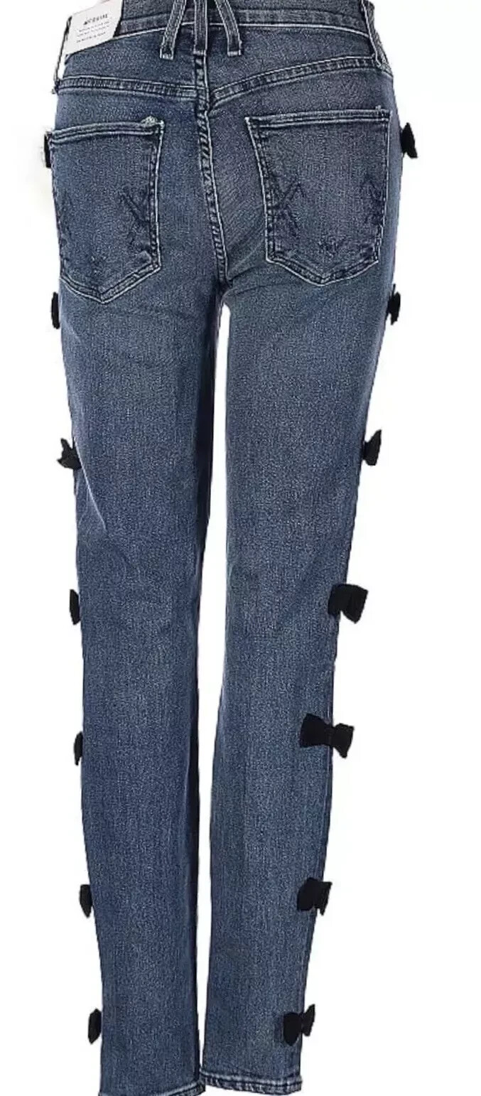 Anthropologie McGuire No Bow No Go Side-Bow Mid-Rise Skinny Jeans 27 party NWT
