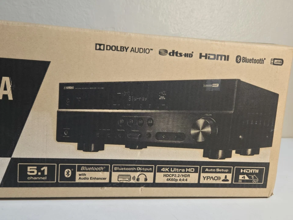 Yamaha RX-V383 5.1 Channel 4K Ultra HD AV Bluetooth Home Theater Stereo Receiver - Image 3 of 4