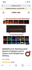 60 Inch LED Electric Fireplace Wall Mounted Wall Insert Heater 9 Flame Colours