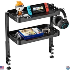 ARES WING 16-Inch 2-Tier Clamp-On Desk Shelf - Heavy Duty Adjustable Organizer