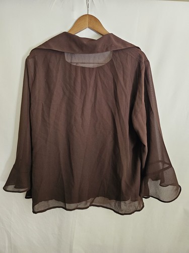 Cato Mujer Talla Grande 18/20W Marrón Transparente Chaqueta Top Conjunto 2 Piezas Blusa en Capas - Imagen 3 de 6